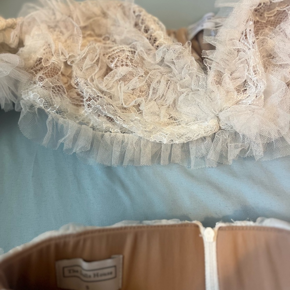 Dollhouse White and Tan Lace Bra